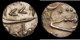 French India Fanon (1/5 Rupee) 1776 KM#67, P mintmark almost fully off the flan, strong VF, the obverse with some surface residue,