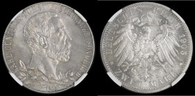 German States - Schwarzburg-Sondershausen Two Marks 1905A 25th Anniversary of the Reign of Karl Gunther, Thin Rim KM#152 in an NGC holder and graded M...