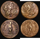 Ancient Greece - Egypt, Ae34 Hemidrachm Ptolemy III (2) 246-223BC, Obverse: Diademed head of Zeus-Ammon right, Reverse: Eagle standing left on thunder...