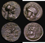 Ancient Greece (2) Apamaeia Ae23 (133-48BC) Magistrate Antifon Menekleos, Obverse: Helmeted head of Athena right, wearing aegis, Reverse: Eagle alight...
