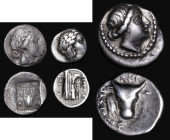 Ancient Greece (3) Knidos, Caria Ar Hemidrachm (325-300BC) Obverse: Head of Aphrodite right, Reverse: Three-quarter facing head of a bull, head turned...