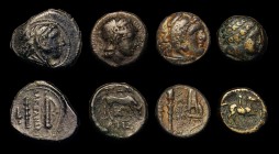 Ancient Greece (4) Macedonia, Alexander III The Great, Ae Unit, 17mm on an irregular oversized flan, Obverse: Head of Herakles right, wearing lionskin...