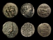 Ancient Greece (6) Thyatira, Lydia, Ae15 (after 200BC) Autonomous issue, Obverse: Head of Apollo right, laureate, Reverse: Double axe, &Theta;YATE / &...
