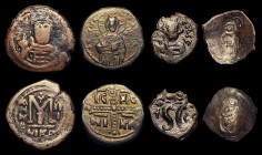 Byzantine (6) Ae Trachy Manuel I (1143-1180AD) Constantinople. Obverse: Christ seated facing, gospels in left hand (worn), Reverse: Manuel on left, be...