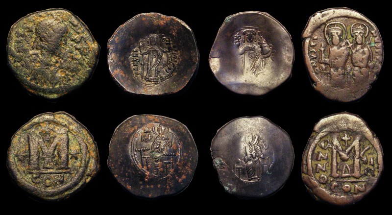 Byzantine (7) Follis (4) Justin II and Sophia (565-578) Constantinople. Obverse:...