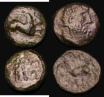 Celtic (2) Cunobelin (1st Century BC to c. 40AD) Bronze Unit, Obverse: Sphinx, Reverse, standing figure S.348, 1.53 grammes, VG with green patina, Ex-...