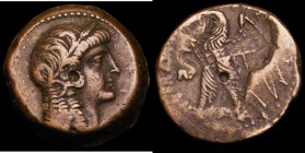 Ptolemaic Kingdom, Ptolemy VI Cyprus, Paphos Ae26 (180-145BC) Obverse: Head of Isis (Cleopatra I) capped, with hair locks falling non neck, Reverse: E...