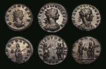Roman Ae Antoninianus (3) Aurelian (272-274AD) Siscia. Obverse: Bust right, radiate and cuirassed, IMP AVRELIANVS AVG, Reverse: Emperor standing right...