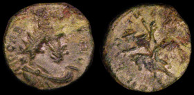 Roman Ae Antoninianus Carausius (286-293AD) Obverse: Bust right, draped and radiate, IMP C CARAVSIVS PF AVG, Reverse: Carausius on horseback left, wit...