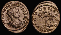 Roman Ae Antoninianus Carinus (283-285AD) Ticinum. Reverse: Obverse: Radiate, draped and cuirassed bust right, IMP CARINVS PF AVG, Reverse: Victory wa...