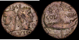 Roman Ae As Augustus & Agrippa (c.10-14AD) Nemausus Mint, Obverse: back-to-back heads of Agrippa, in combined rostral crown and laurel wreath, and Aug...