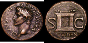 Roman Ae As Divus Augustus, (31-37AD) Struck under Tiberius, Obverse: Radiate head right, DIVVS AVGVSTVS PATER, Reverse: S-C either side of large alta...