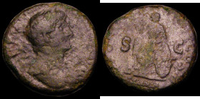 Roman Ae As Hadrian 23mm (119-122AD) Rome Mint, struck 119AD, Obverse: Laureate bust right, legend worn, Reverse: Britannia seated facing, holding lon...