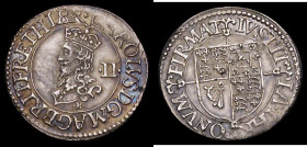 Halfgroat Charles I, Briot's coinage, Obverse: Crowned bust left, B below, II behind, Reverse: Square-topped shield over long cross fourchee S.2856, 1...