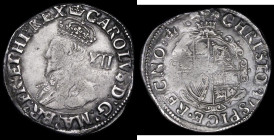 Shilling Charles I group D, type 3b, no inner circles, Reverse: Plume above shield, S.2793, North 2226, mintmark Crown, 5.76 grammes, Overall Good Fin...