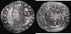 Shilling Charles I group D, type 3b, no inner circles, Reverse: Round garnished shield, no CR at sides, S.2791, mintmark Bell, 5.96g, Fine