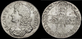 Crown 1687 ESC 78, Bull 743 the obverse struck from a rusty die, NEF with some haymarking and adjustment lines