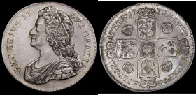 Crown 1739 Roses, DVODECIMO edge, ESC 122, Bull 1665 EF with a scratch by the French shield