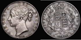 Crown 1845 unfinished die pattern, Cinquefoil stops on edge, as the current coin, but the die is unfinished where the hair falls below the knot at the...