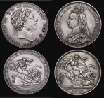 Crowns (2) 1819 LIX ESC 215, Bull 2010 VF, 1887 ESC 296, Bull 2585 VF