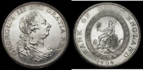 Dollar Bank of England 1804 No stops between CHK, First leaf points to upright of E in DEI, Obverse B, Reverse 2, K in relief under shield, ESC 148, B...