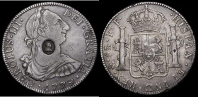 Dollar George III Oval Countermark of Mexico 8 Reales 1779 MO FF ESC 129, Bull 1852, countermark Fine, host coin Fine/Good Fine
