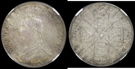 Double Florin 1887 Arabic 1 in date ESC 395, Bull 2697, in an NGC holder and graded MS64