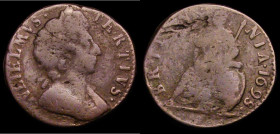 Farthing 1698 Date in Legend, Peck 679 VG/NVG with pitted surfaces, Very Rare, one of the key dates in the entire Farthing series