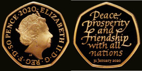 Fifty Pence 2020 Brexit S.H81 Gold Proof FDC uncased in capsule, no certificate