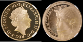 Five Pound Crown 2022 100th Anniversary of the Discovery of Tutankhamun's Tomb, Gold Proof, S.L130, in an NGC holder and graded PF69 Ultra Cameo, only...