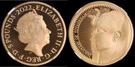 Five Pound Crown 2022 100th Anniversary of the Discovery of Tutankhamun's Tomb, Gold Proof, S.L130, in an NGC holder and graded PF70 Ultra Cameo, only...