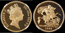 Five Pounds Gold 1992 S.SE3 Gold Proof in an NGC holder and graded PF69 Ultra Cameo