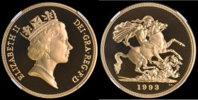 Five Pounds Gold 1993 S.SE3 Gold Proof in an NGC holder and graded PF69 Ultra Cameo