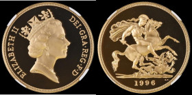 Five Pounds Gold 1996 S.SE3 Gold Proof in an NGC holder and graded PF69 Ultra Cameo