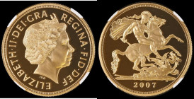 Five Pounds Gold 2007 S.SE7 Gold Proof in an NGC holder and graded PF70 Ultra Cameo