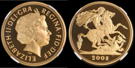 Five Pounds Gold 2008 S.SE7 Gold Proof in an NGC holder and graded PF70 Ultra Cameo