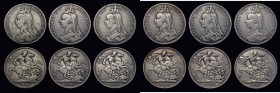 Crowns (6) 1889 (3), 1890, 1891, 1892, VG to Near Fine