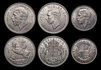 Crowns to Shilling (7) comprising Crowns (2) 1935 NEF, 1937 EF with some contact marks, Halfcrown 1936 A/UNC, Florins (3) 1944 AU/UNC, 1945 Lustrous U...