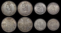 Florins and Shillings (4) comprising Florins (2) 1887 Jubilee Head, Large J in J.E.B. ESC 868, Bull 2953, Davies 810 dies 1A, GVF, 1887 Jubilee Head, ...