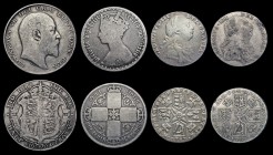 Halfcrown to Sixpences (8) comprising Halfcrown 1904 Near Fine/VG with two O-shaped marks on the obverse, Florin 1874 iv over iii, Die Number 29 VG th...
