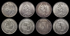Halfcrowns (4) 1823 Shield in Garter ESC 634, Bull 2365 NVF/VF cleaned, 1887 Jubilee Head ESC 719, Bull 2771 (3) Good Fine, VF and EF