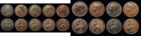 Halfpennies (9) 1750 VG, 1826 Reverse A, VF, 1837 Small 7 over Large 7 Fine, 1853 (2) Near Fine and NVF, 1854 (2) the first Fine with some stains, the...