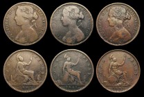 Pennies (6) 1861 Freeman 22 dies 4+D (2), 1861 Freeman 25 dies 4+G, 1861 Freeman 33 dies 6+G (3) VG one cleaned