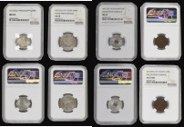 Egypt in NGC holders (4) 5 Piastres AH 1335 (1917) KM#318.1 AU58, 2 Piastres AH1363 (1944) KM#369 MS63, 2 Milliemes AH1335 (1916H) KM#314 MS63, Half M...
