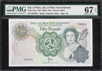 ISLE OF MAN. Isle of Man Government. 50 Pounds, ND (1983). P-39a. PMG Superb Gem Uncirculated 67 EPQ.

Estimate: $100.00 - $200.00