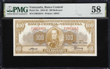 VENEZUELA. Banco Central de Venezuela. 100 Bolivares, 24.5.1956. P-34c. PMG Choice About Uncirculated 58.

Estimate: $100.00 - $200.00