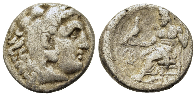 Kings of Macedon. Uncertain king. AR Drachm (17,3mm, 3.9g). Head of Herakles rig...