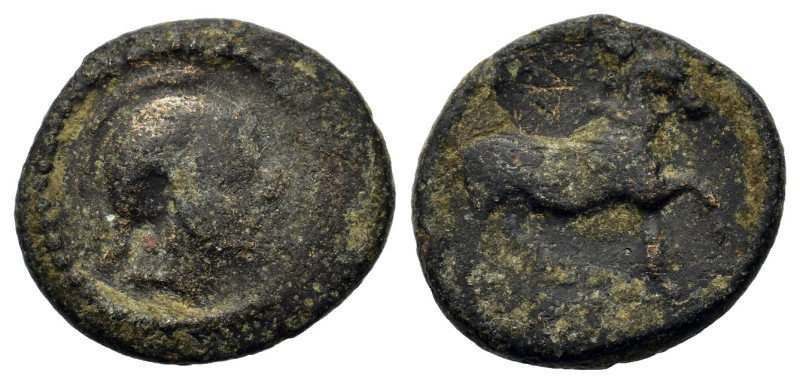 Thessaly, Phalanna. Mid-late 4th century BC. Æ Chalkous (12,6mm, 1.6g). Helmeted...