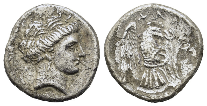 Euboia. Chalkis, c. 290-271. AR Drachm (16,3mm, 3.2g). Head of the nymph Chalcis...