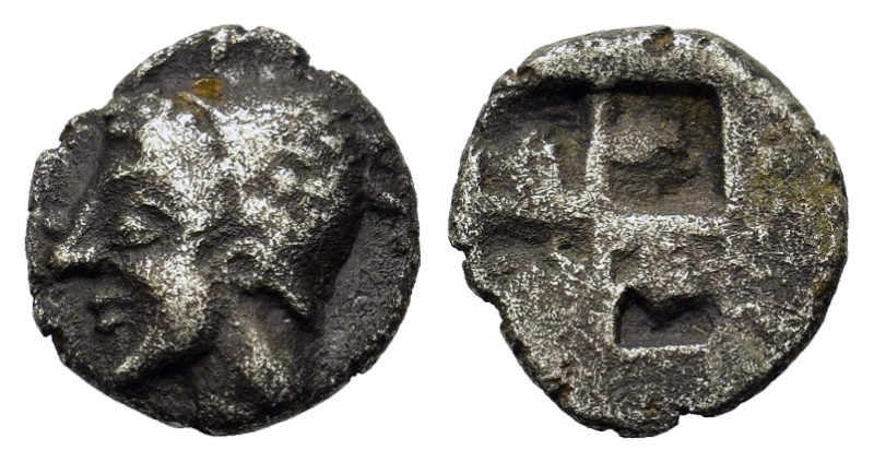 Ionia, Phokaia, c. 521-478 BC. AR Obol (9mm, 0.72g). Archaic female head l., wea...